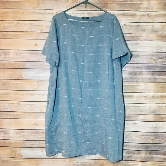Eileen Fisher Dresses & Skirts - Eileen Fisher Cotton Blue-Gray Dress